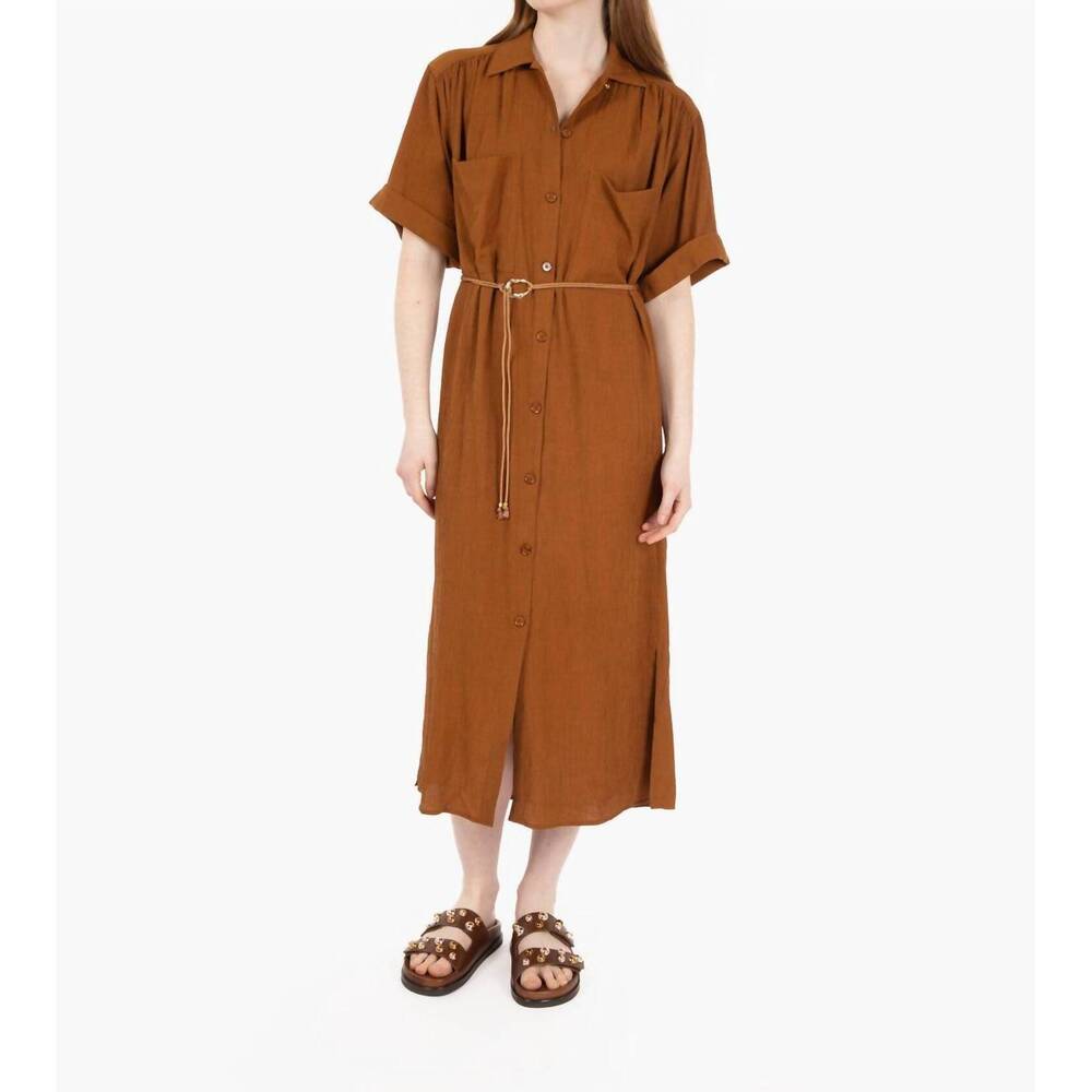 NEW SESSUN sofia midi shirt dress in caramel